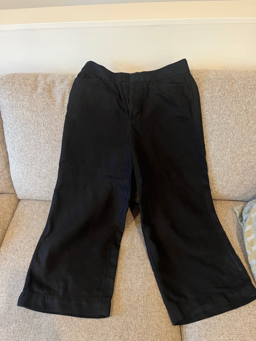 Vince Linen Cropped Wide Leg High Rise Pants